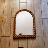 Woven rattan mirror