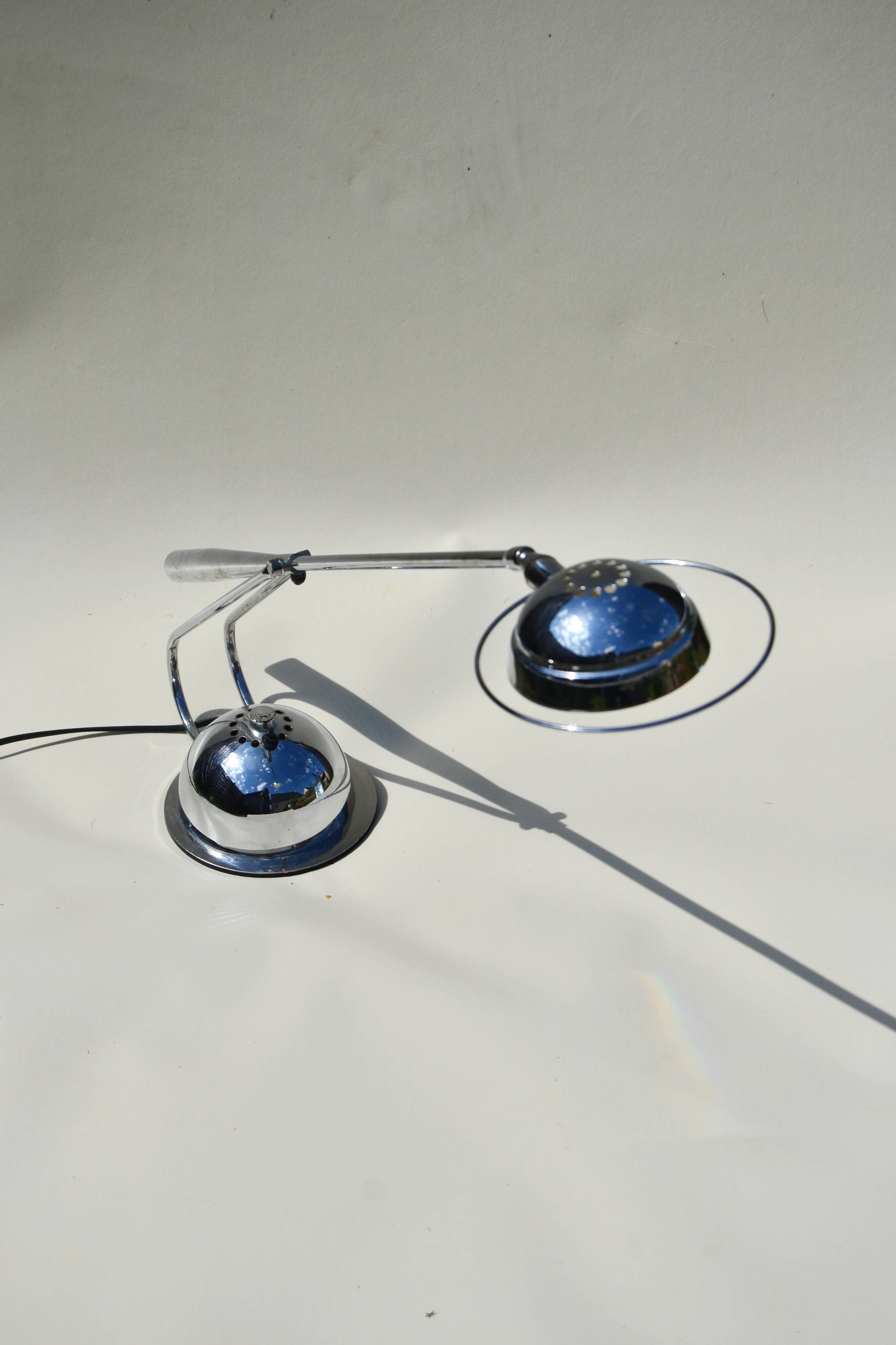 Chrome rocker desk lamp Aluminor 80s