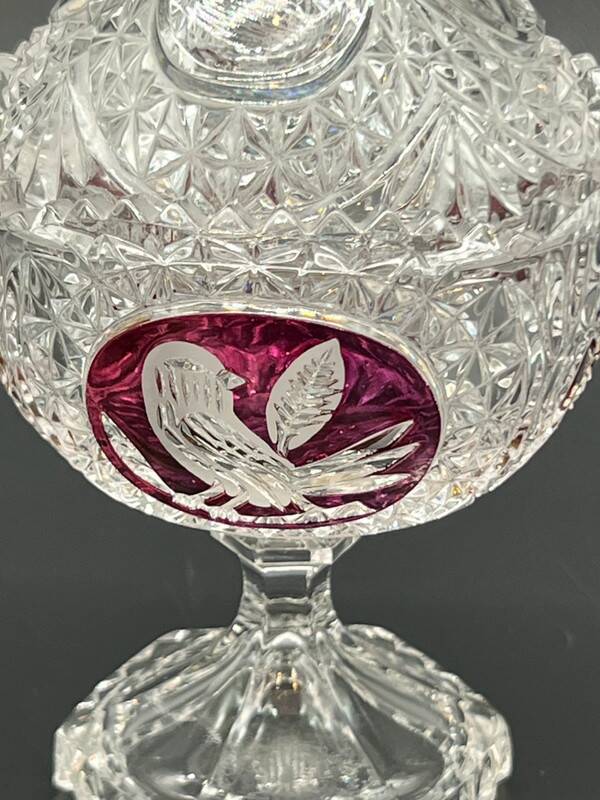 Hofbauer Crystal Candy Box - "Ruby Birds" Model