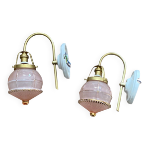 Paire d'appliques murales - globes verre