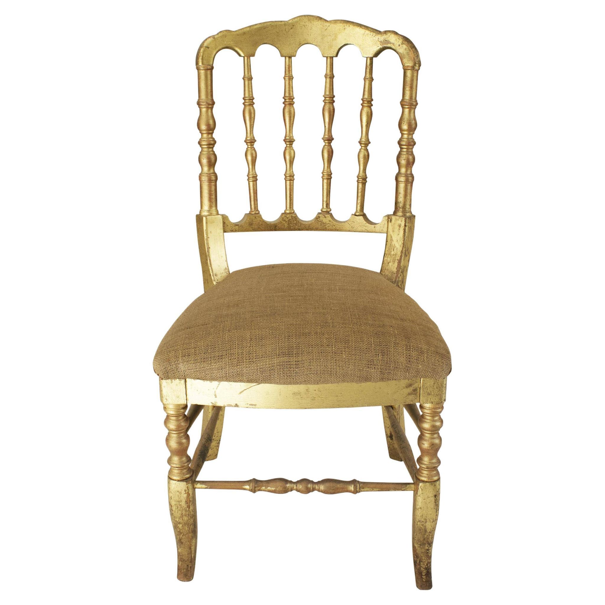 Chaise de style Chiavari en feuille d'or Tiffany, France, vers les années 1960.