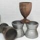 Set of twelve turned wood shells and vintage aluminum