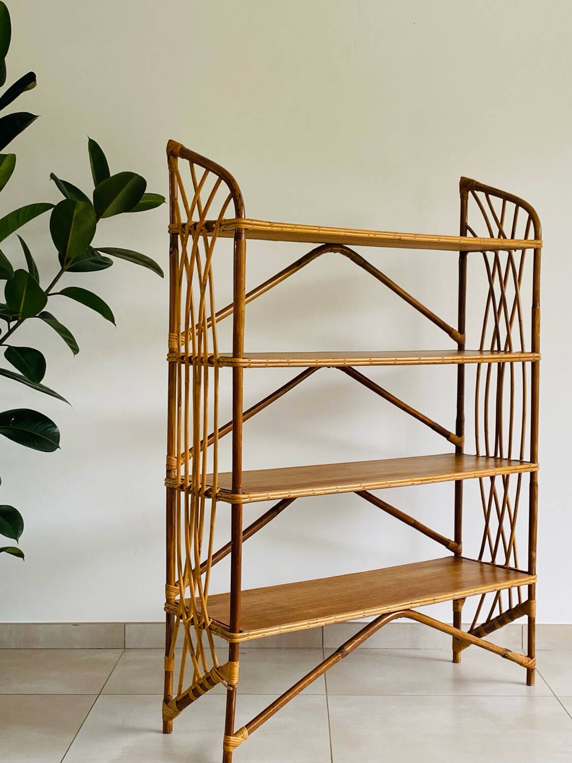 Vintage rattan shelf
