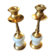 Pair of vintage candle holders in brass and glass paste