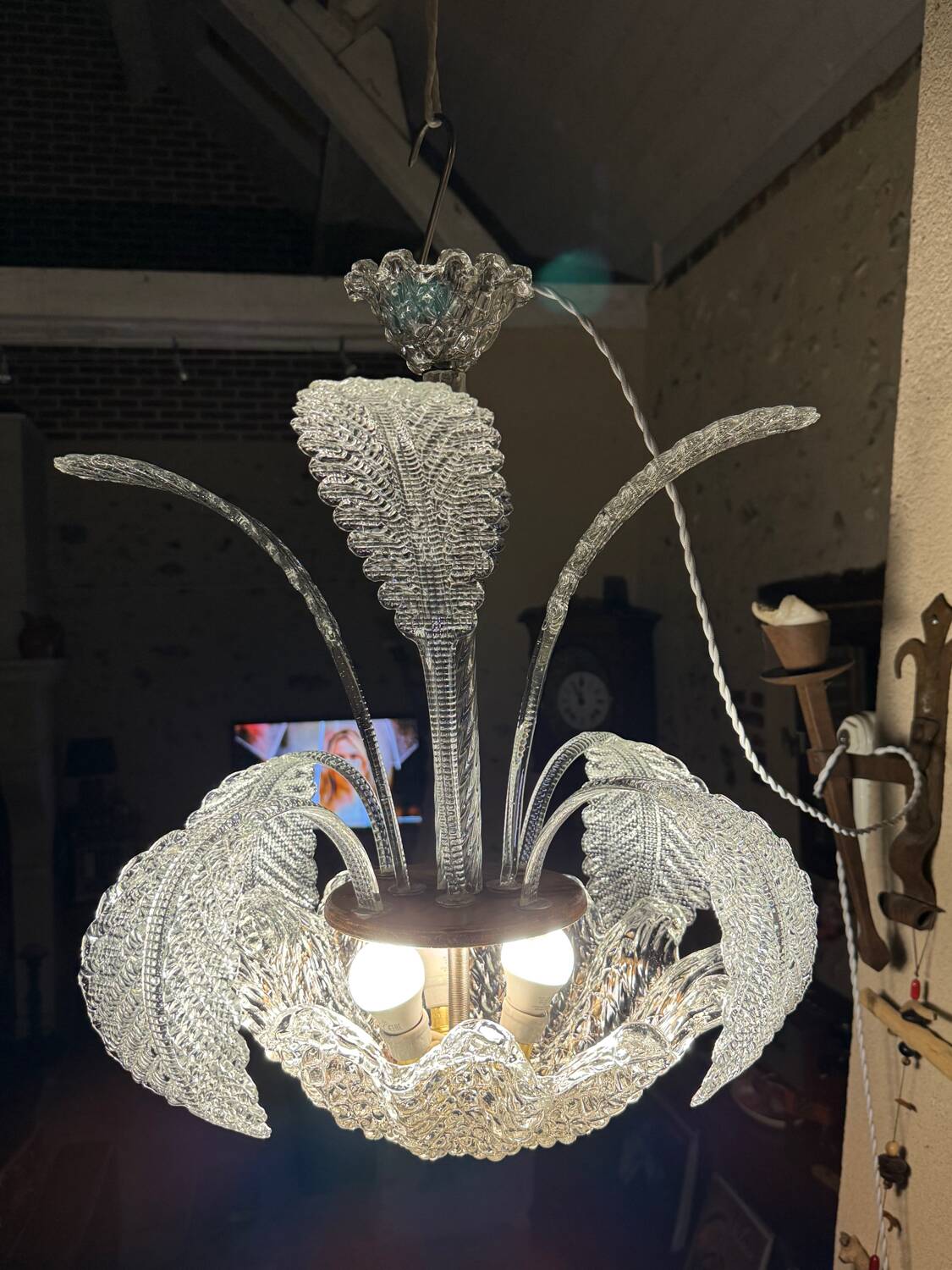Lustre art déco barovier et toso, en verre de murano, années  1940