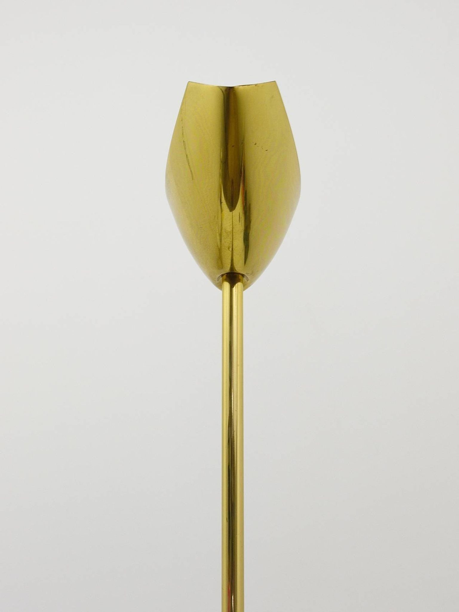Postmodern floor lamp in brass and wood by Rodolfo Dordoni, Italy, 1980s.
