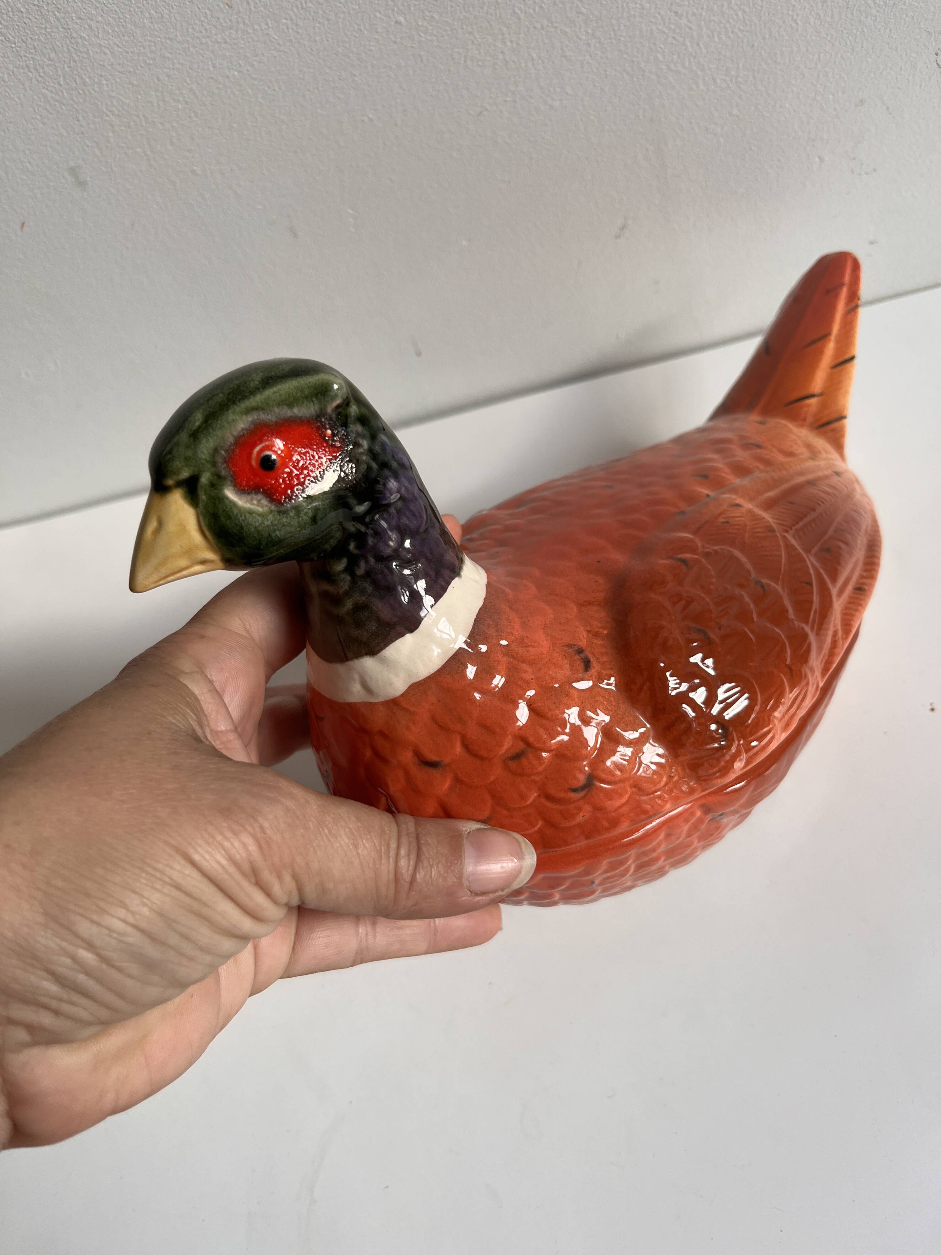 Pheasant ceramic box by Michel Caugant