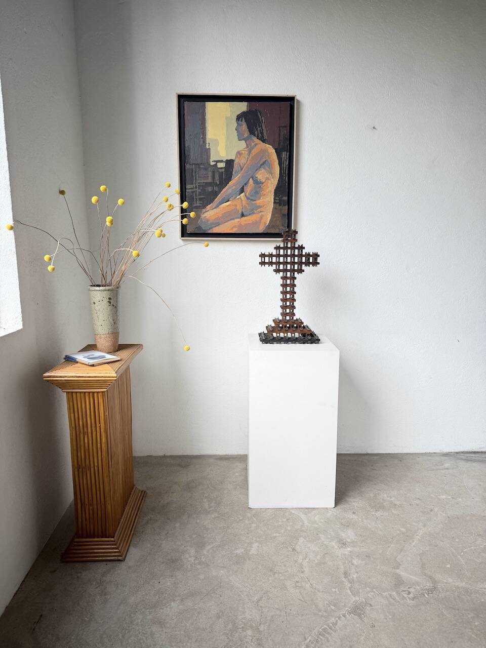 Crucifix sculpture Tramp Art 1900