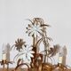 3-light flower bouquet chandelier in gilded bronze painted metal