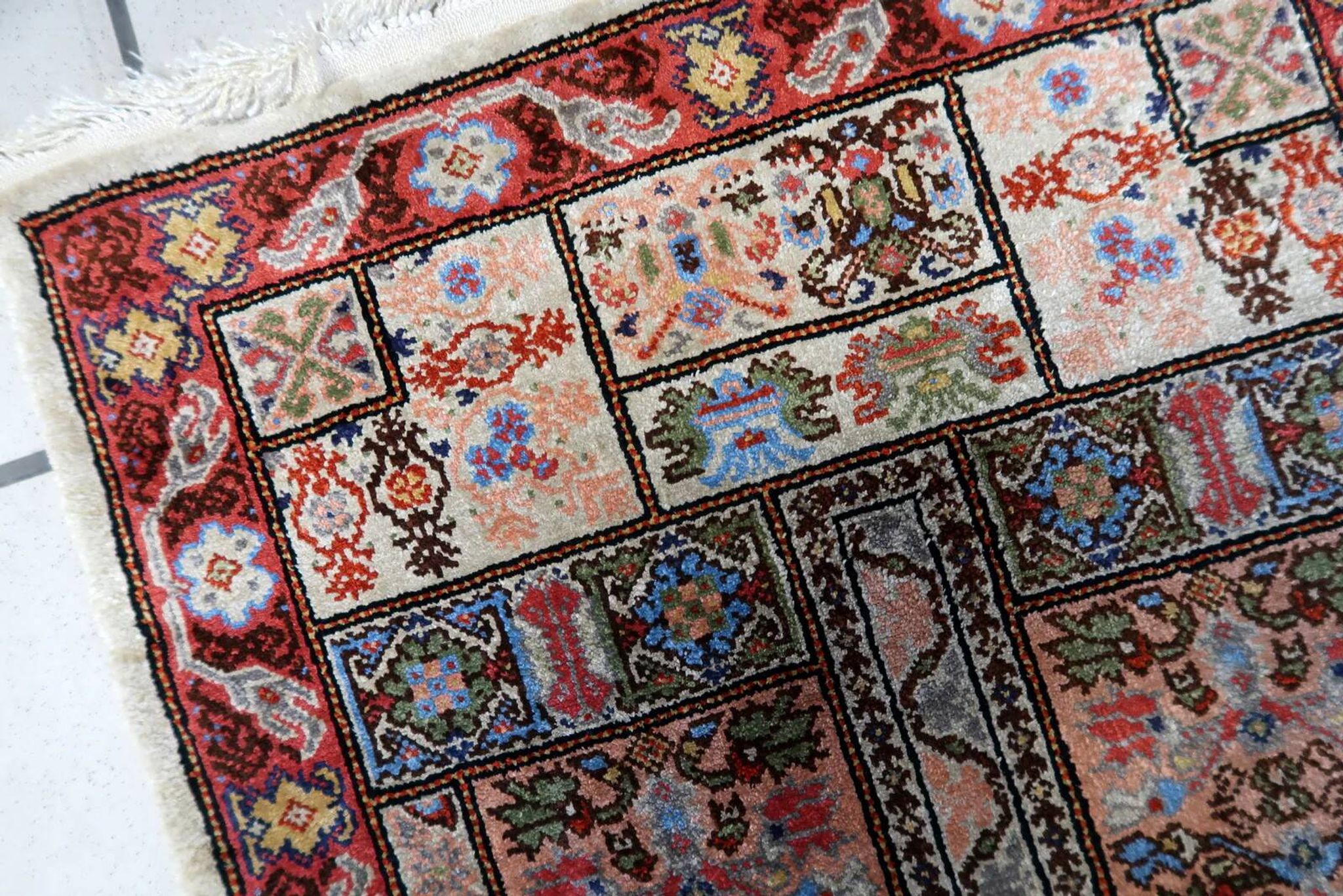 Handmade vintage Tunisian silk rug 51cm x 97cm, 1970s