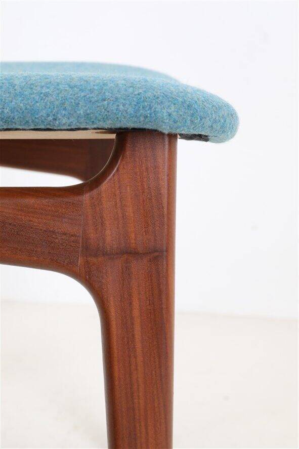 Set of 4 reupholstered Danish teak chairs, 1960s