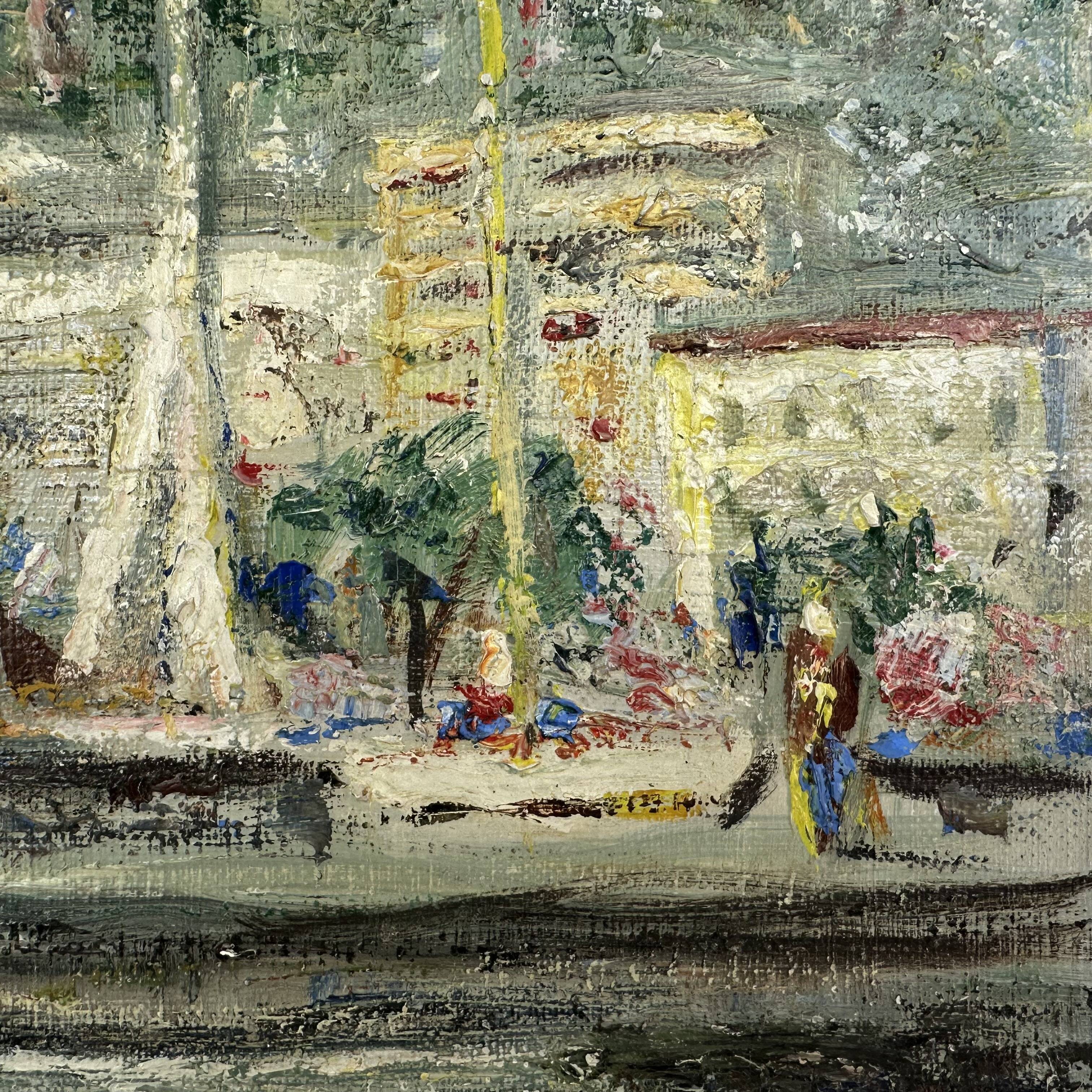 Oil on canvas "The port of Cannes"