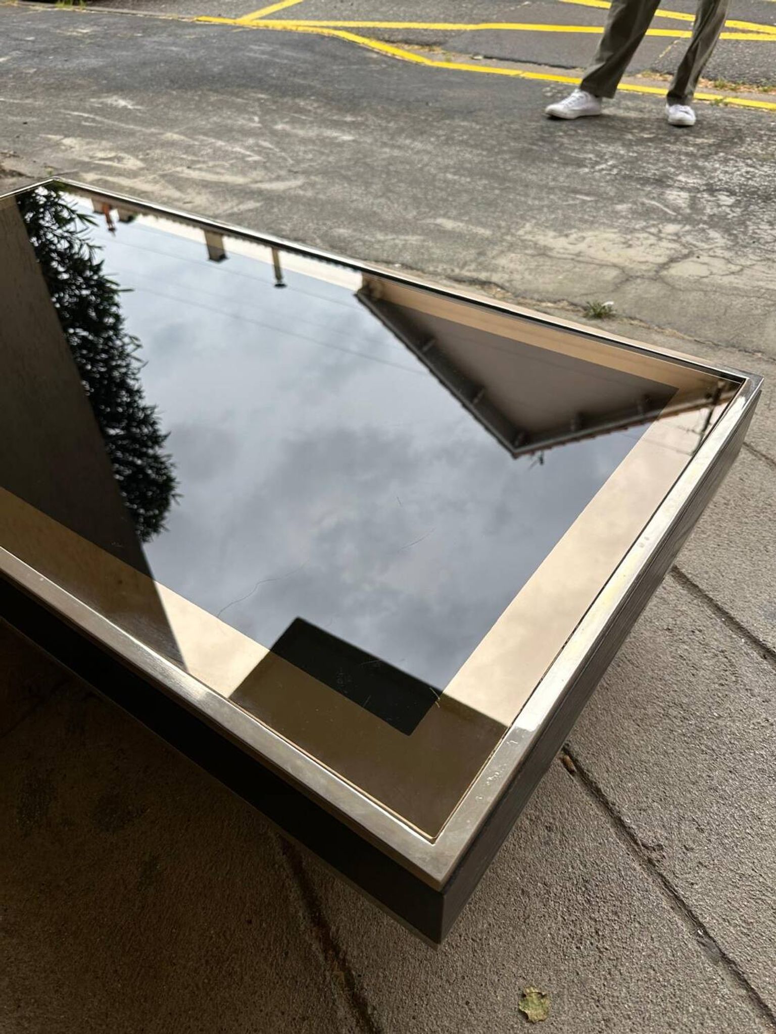 Willy Rizzo coffee table brass/glass 70s Italy