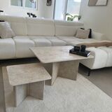 2 rectangular coffee tables in travertine