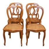 4 Louis Philippe caned dining room chairs in curved wood