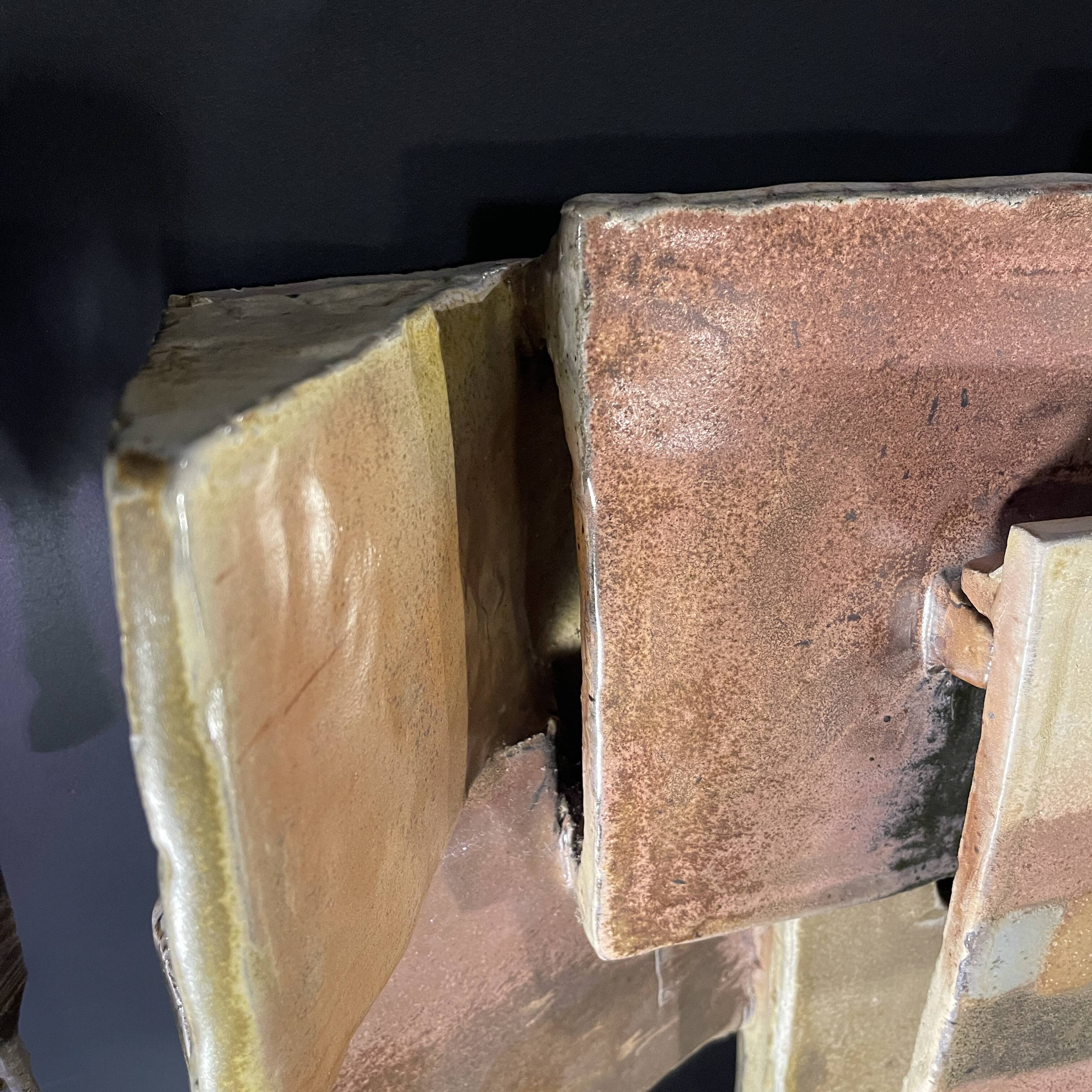 Wall light by jean-michel savary, brutalist lamp / abstract sandstone sculpture, ca 1980