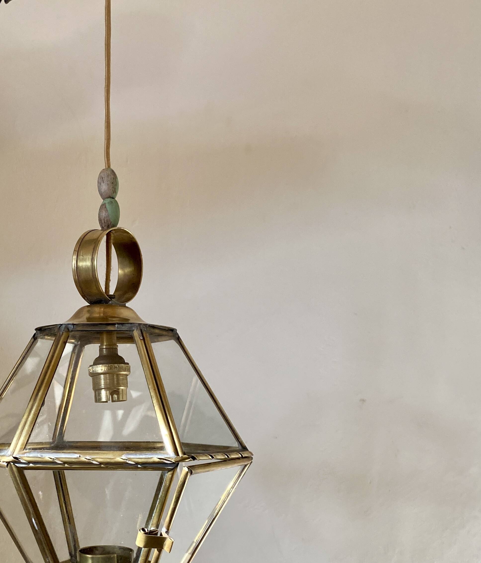 1950s pendant light, chain and brass ceiling light