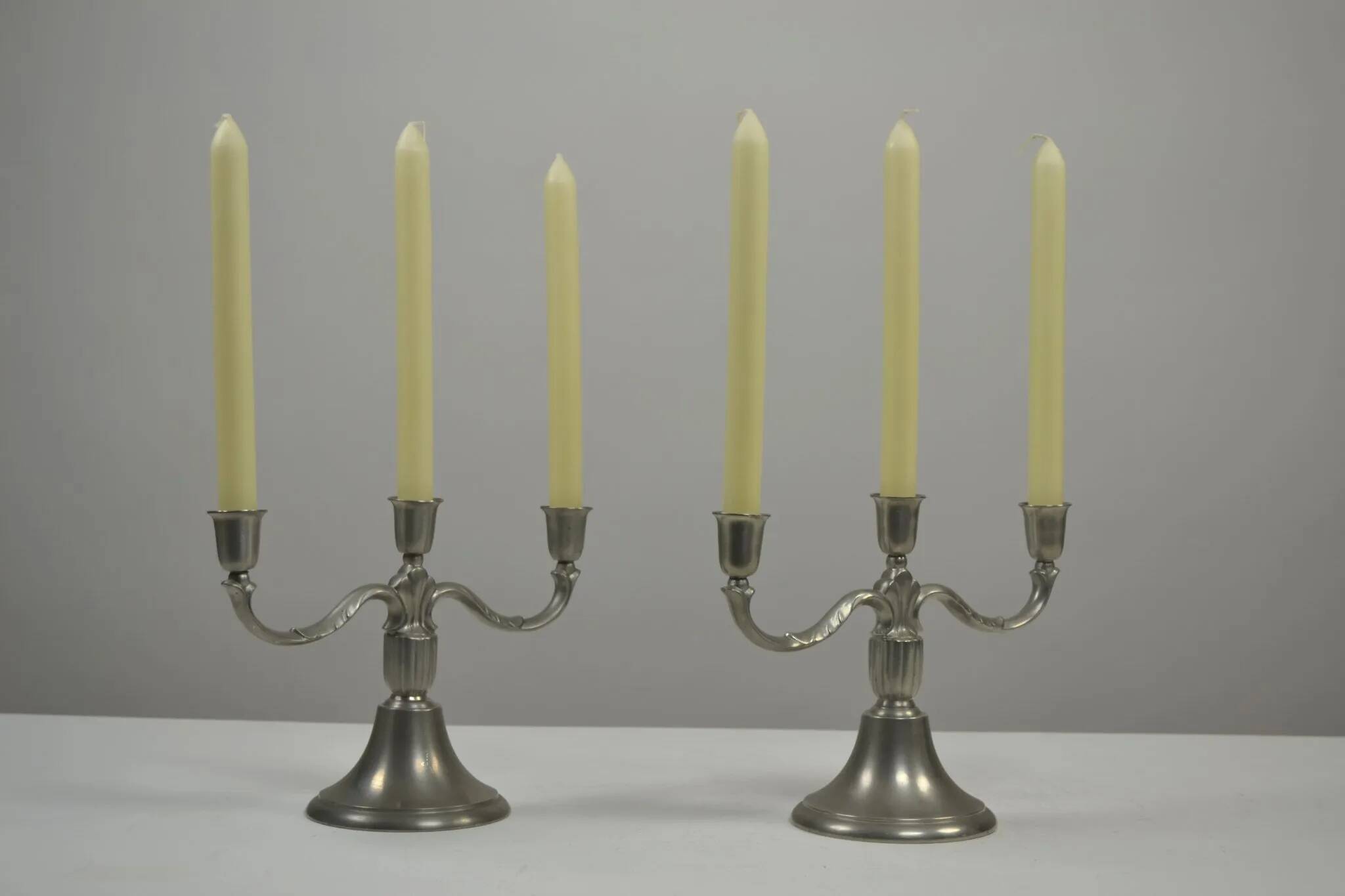 Rare pair of Pewter Candle Holders, Model 224 by GAB Tenn, Sweden, 1932