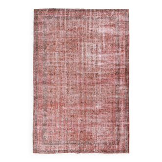 6x9 dark pale red floral persian rug, 198x297cm