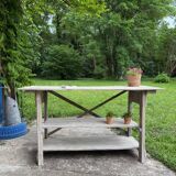 Console, établi en bois blanchi