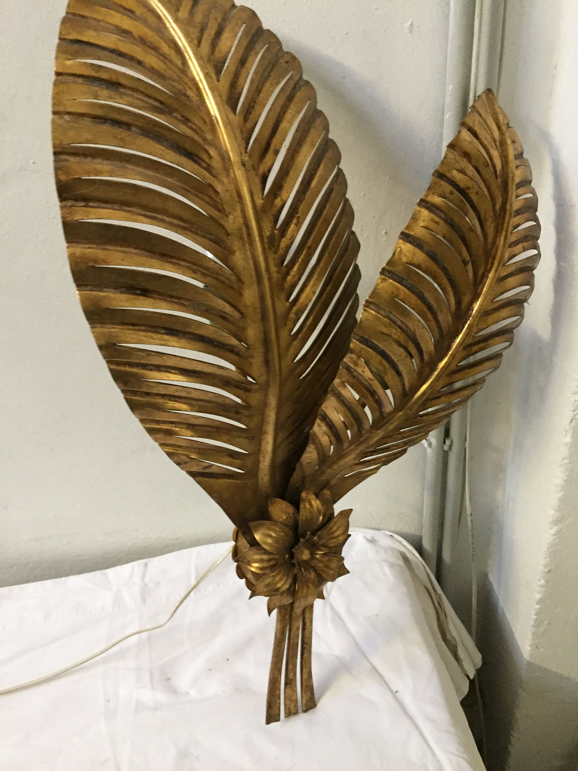 Wall light gold leaves, 70s