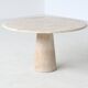 Large sculptural round dining table in cream white travertine, Italy, 1970.