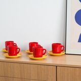 Set of ceramic mugs, Italian design, 1980s, made in Italy