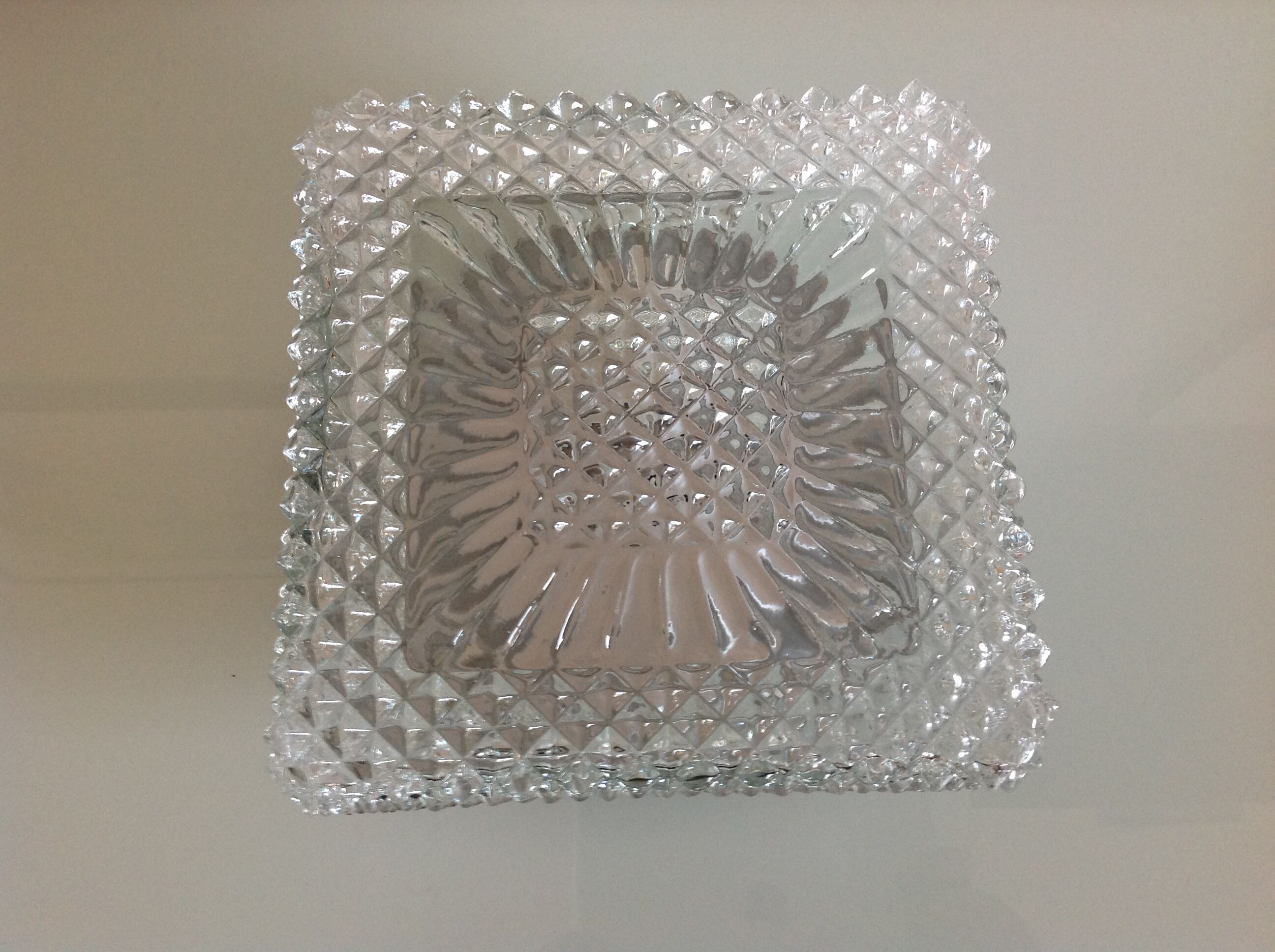 Plafonnier carré pointes de diamant / vintage années 60-70