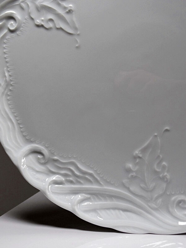 Grand plat à tarte vintage/ancien porcelaine fine de Limoges blanche