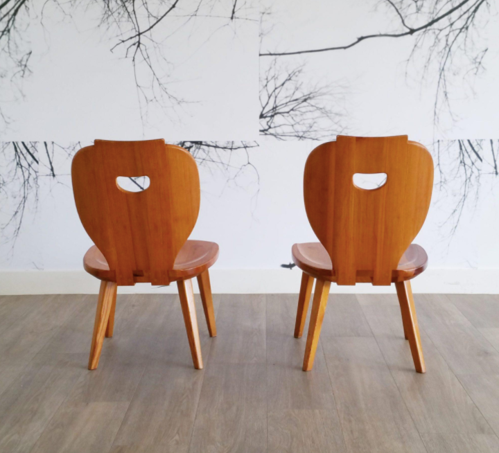 Set of 2 low pine chairs by Carl Malmsten for Svensk Fur 1950