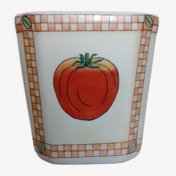 Ceramic pot cache tomato patterns