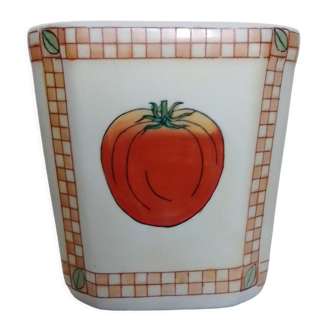 Ceramic pot cache tomato patterns