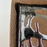 Square trinket dish in glazed ceramic, signed by F. Baudet, France 1970