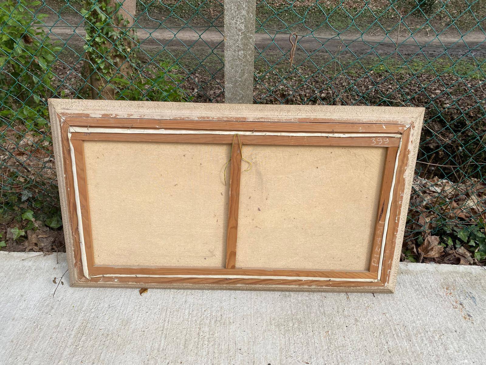 Oil painting on canvas, mount and lake, signed Huet 100x50