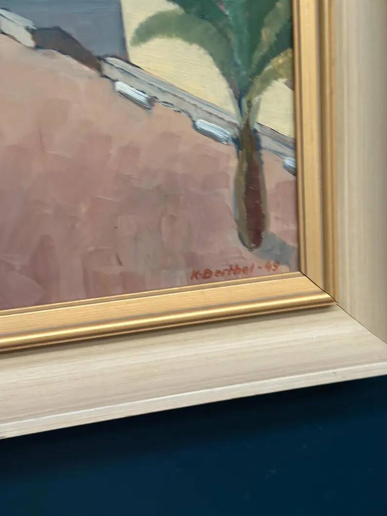 Original Swedish Oil on Canvas – “Motif from Italy” by K. Berthel – Signed – Dated 1949 – Vintage & Framed – 73 × 61 cm (28.7" × 24")