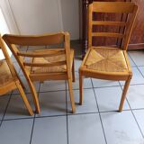 3 Monobloc straw bistro chairs from the 60s/70s