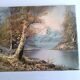 Antique oil painting – Lakeside – nature and tranquility