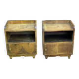 2 Art Deco bedside tables from the 1960s in walnut.