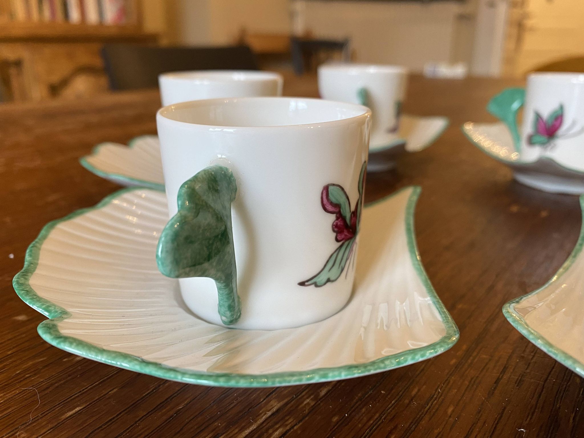 6 Hand Painted Limoges Porcelain Cups and Saucers