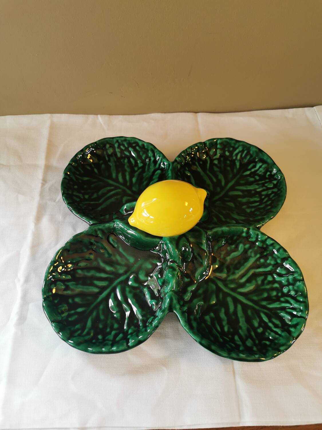 Vintage Vallauris “lemon” Barbotine dish