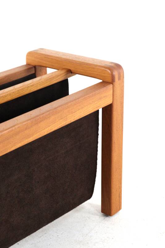 Salling stolefabrik magazine rack with leather in teak
