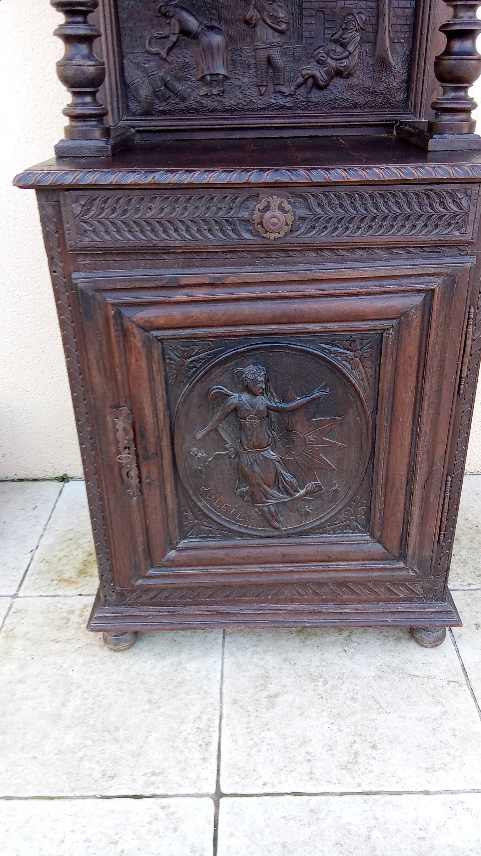 Old carved solid wood dresser