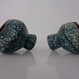 Vintage Indian Copper & Turquoise Stone Ashtrays, 1960s, Set of 2