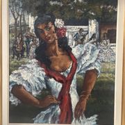 " La Gitane " huile sur toile encadrée. XX siècle