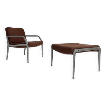 Rare fauteuil avec repose-pieds attribué à Gispen, années 1960