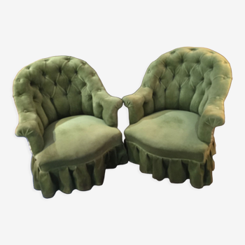 Pair toad armchairs