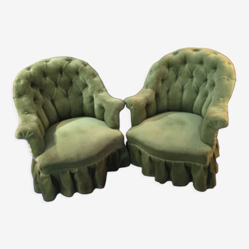 Paire fauteuils crapaud