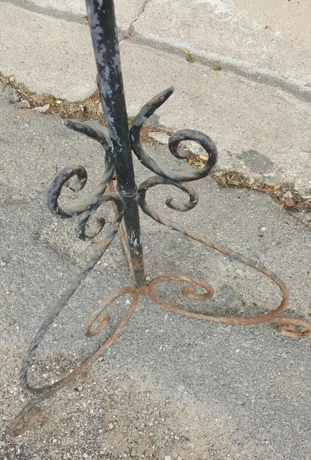 Old church floor lamp chandelier 5 fires torcher wrought iron early 20th century