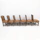 Six Antique Italian Neo-Renaissance Walnut Dining Chairs in Genuine Leather