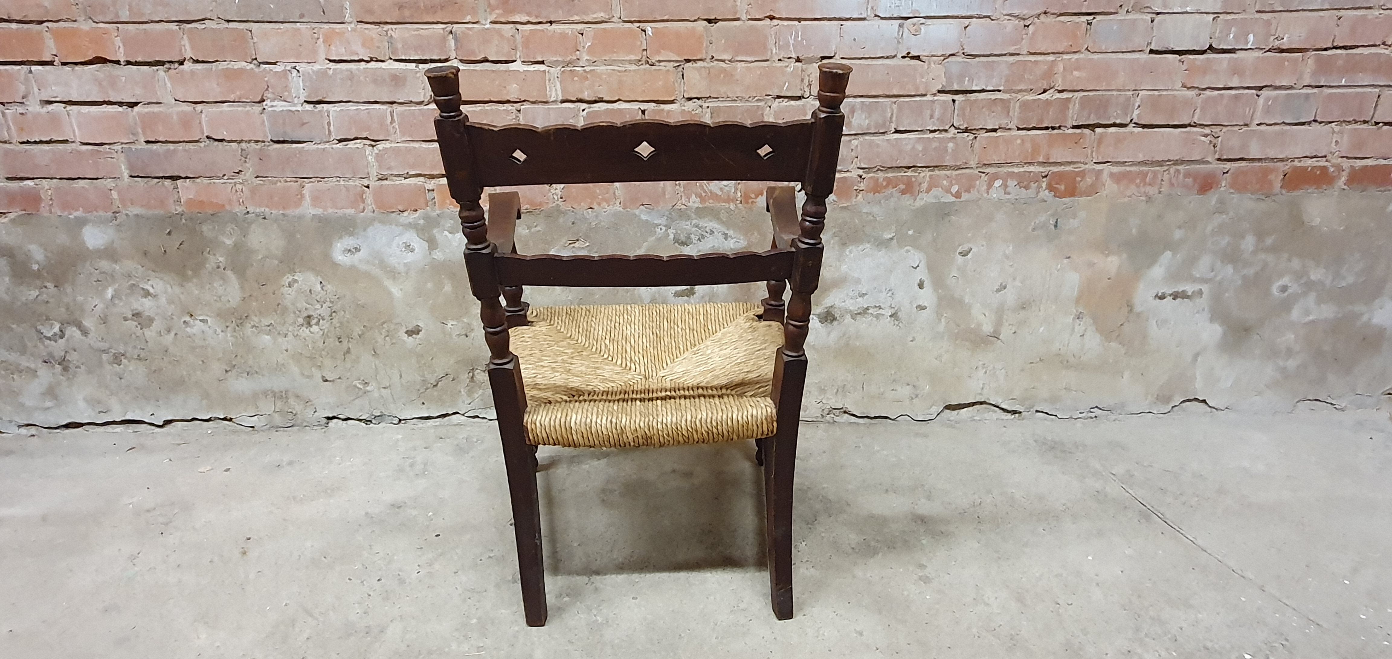 Vintage armchair in ash and cane